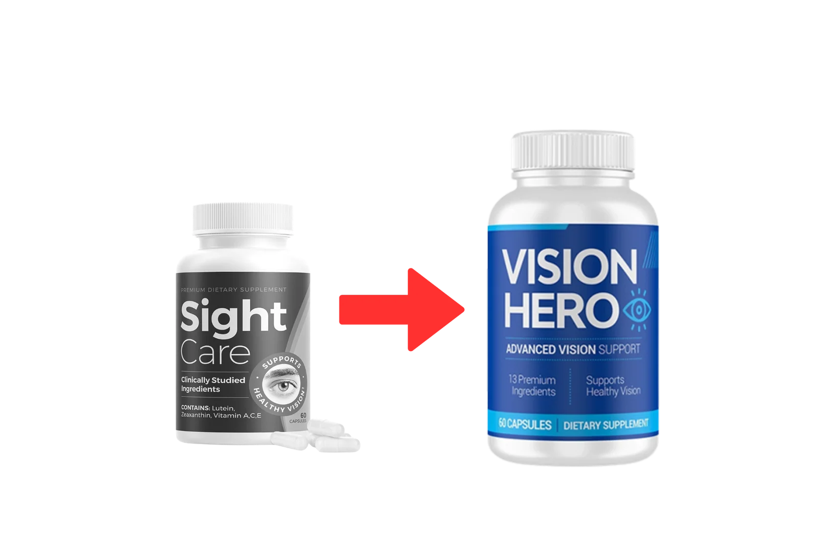 Comparison of SightCare and Vision Hero bottles
